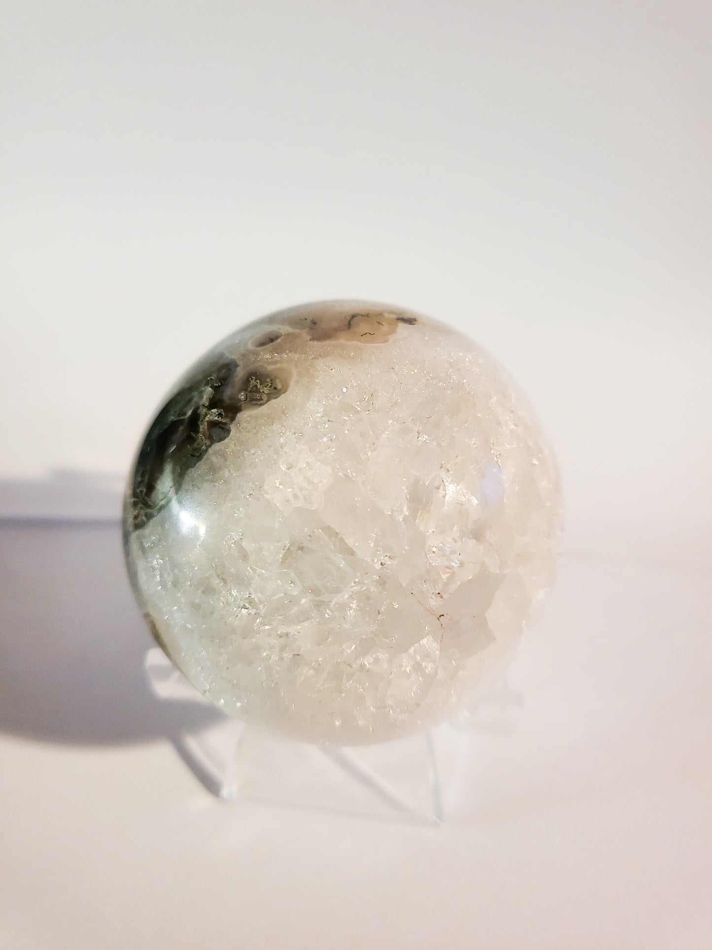 Moss Agate Druzy Sphere - 12.9 oz