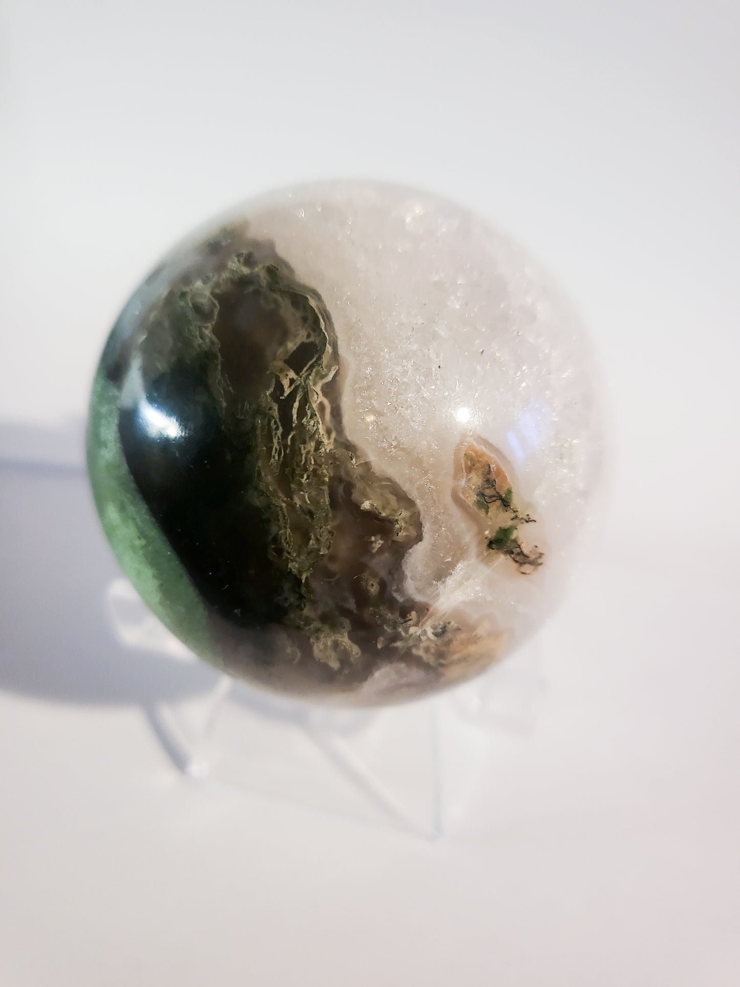 Moss Agate Druzy Sphere - 12.9 oz