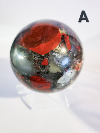 African Bloodstone with Pyrite Spheres