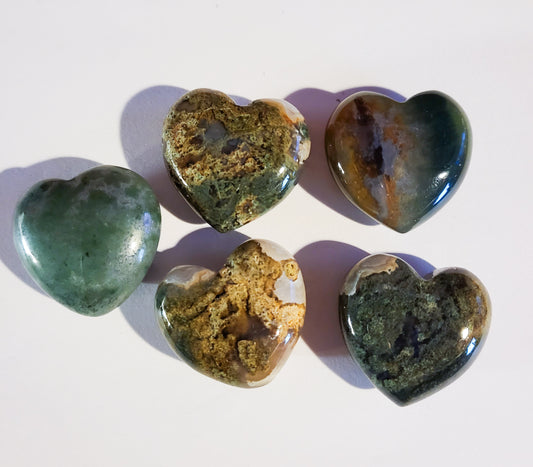 Moss Agate Hearts - Approx. 1.2" - .5 oz