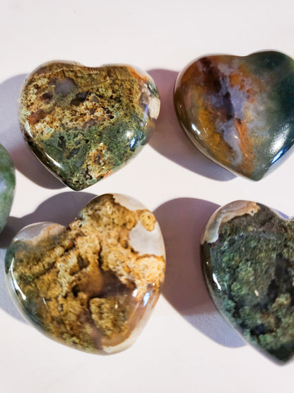 Moss Agate Hearts - Approx. 1.2" - .5 oz