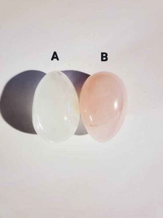 Clear Quartz and Rose Quartz Eggs - 1.75" - 2 oz