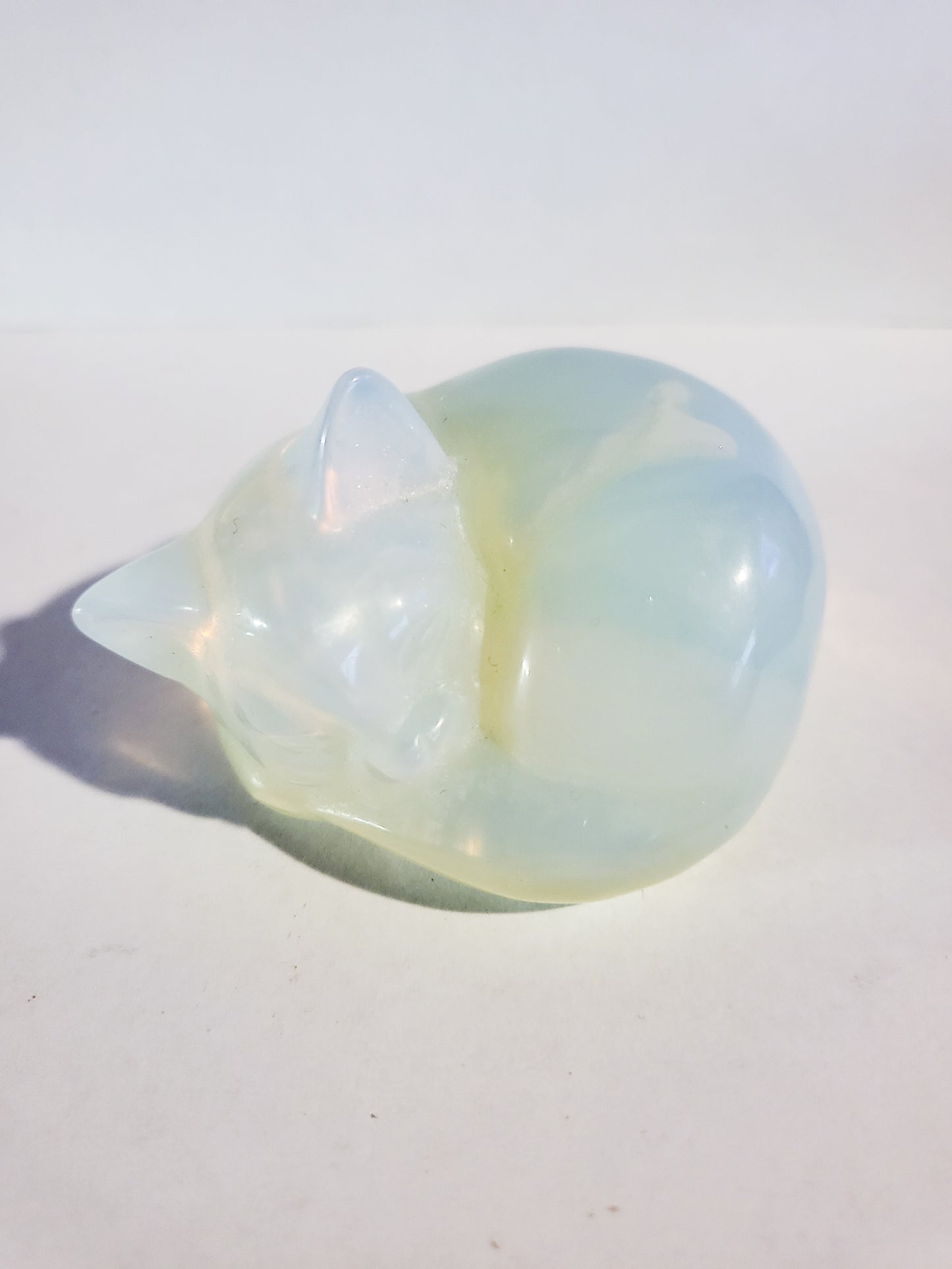 Opalite Sleeping Cat Carving