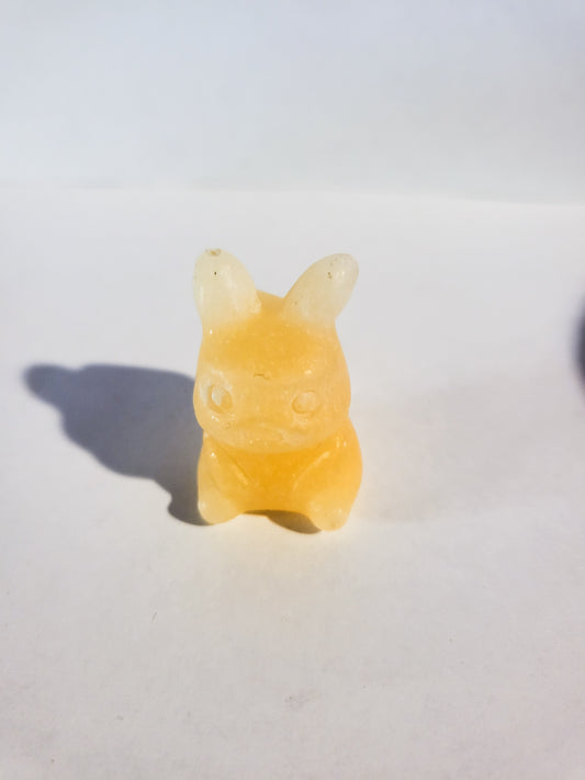 Mini Pikachu Yellow Calcite Carving