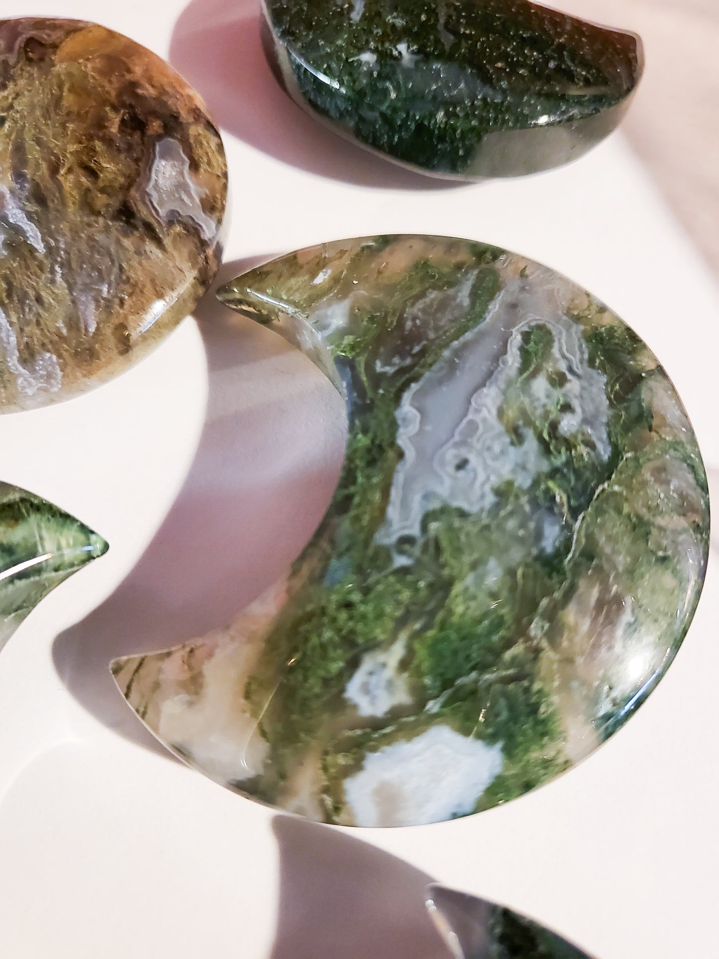 Moss Agate Moons - 2.25" - 2 oz