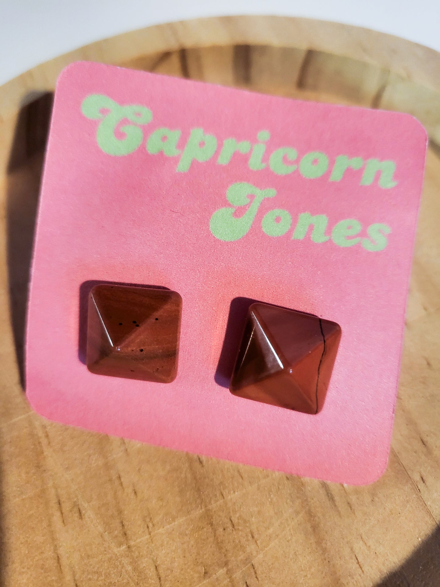 Red Jasper Pyramid Stud Earrings