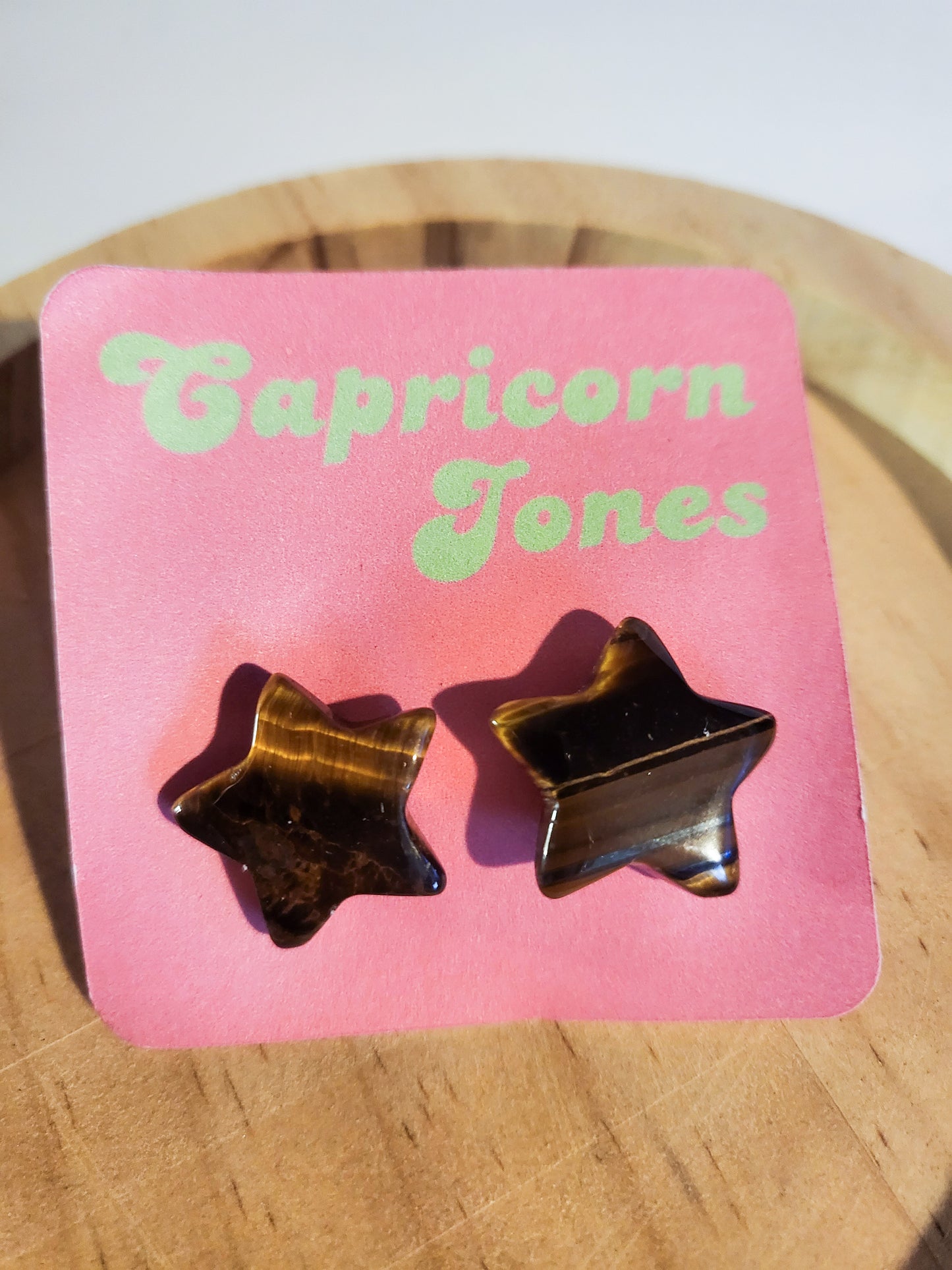 Tigers Eye Star Stud Earrings