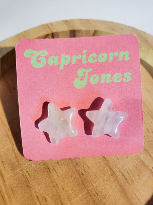 Rose Quartz Star Stud Earrings