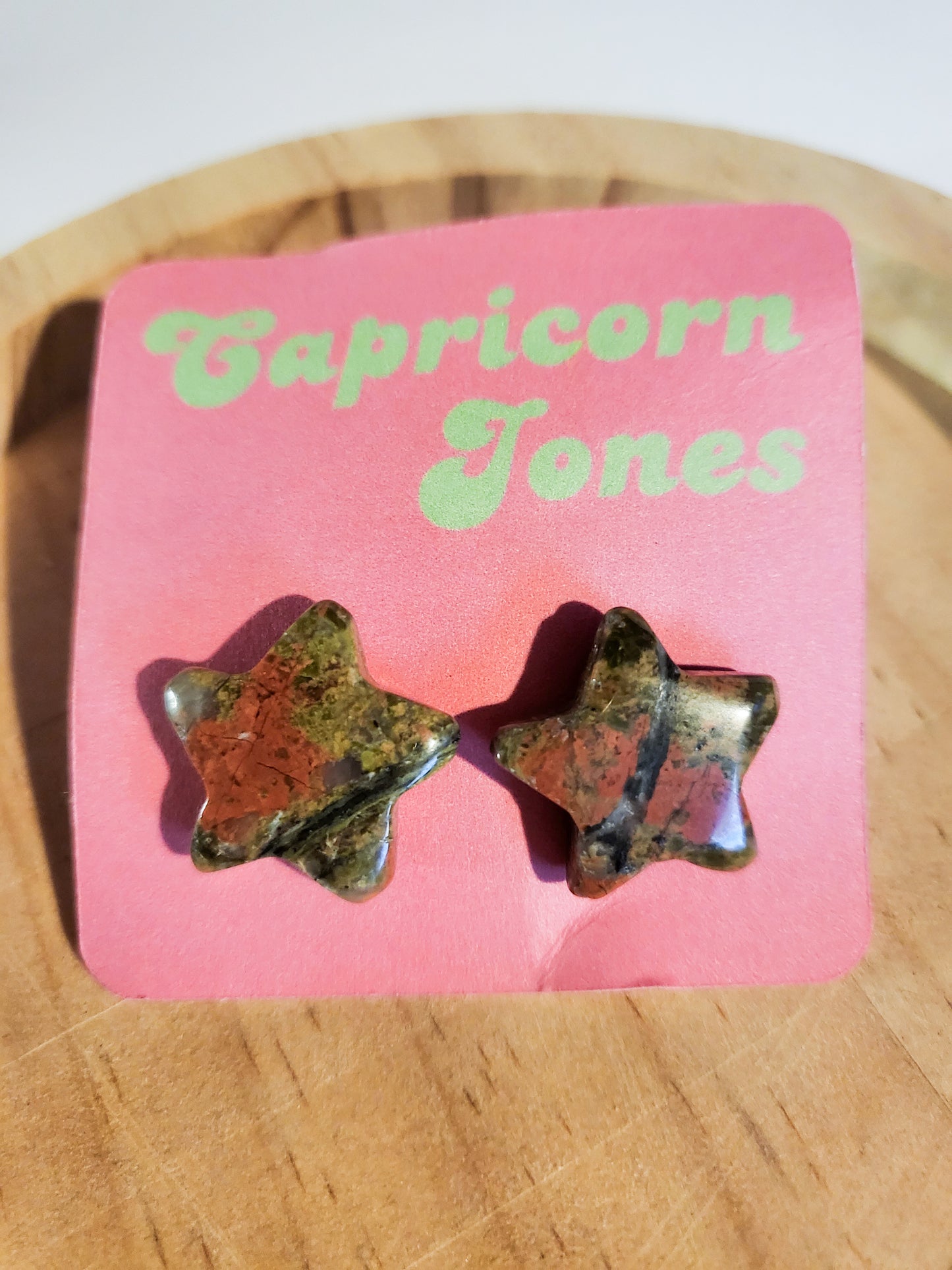 Unakite Star Stud Earrings