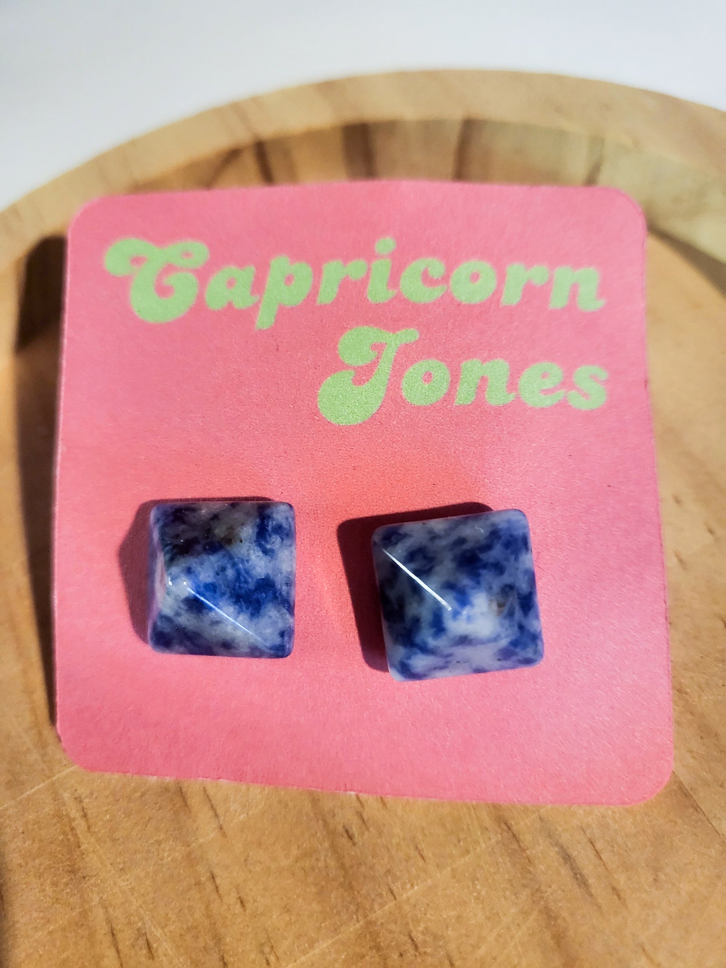 Sodalite Pyramid Stud Earrings