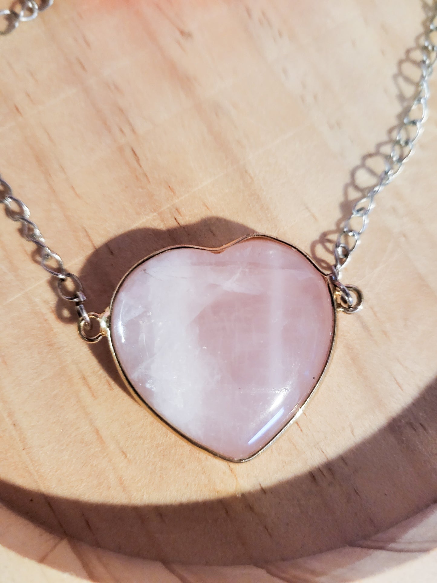 Rose Quartz Heart Pendant Necklace