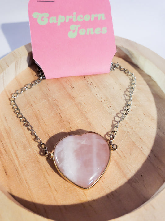 Rose Quartz Heart Pendant Necklace