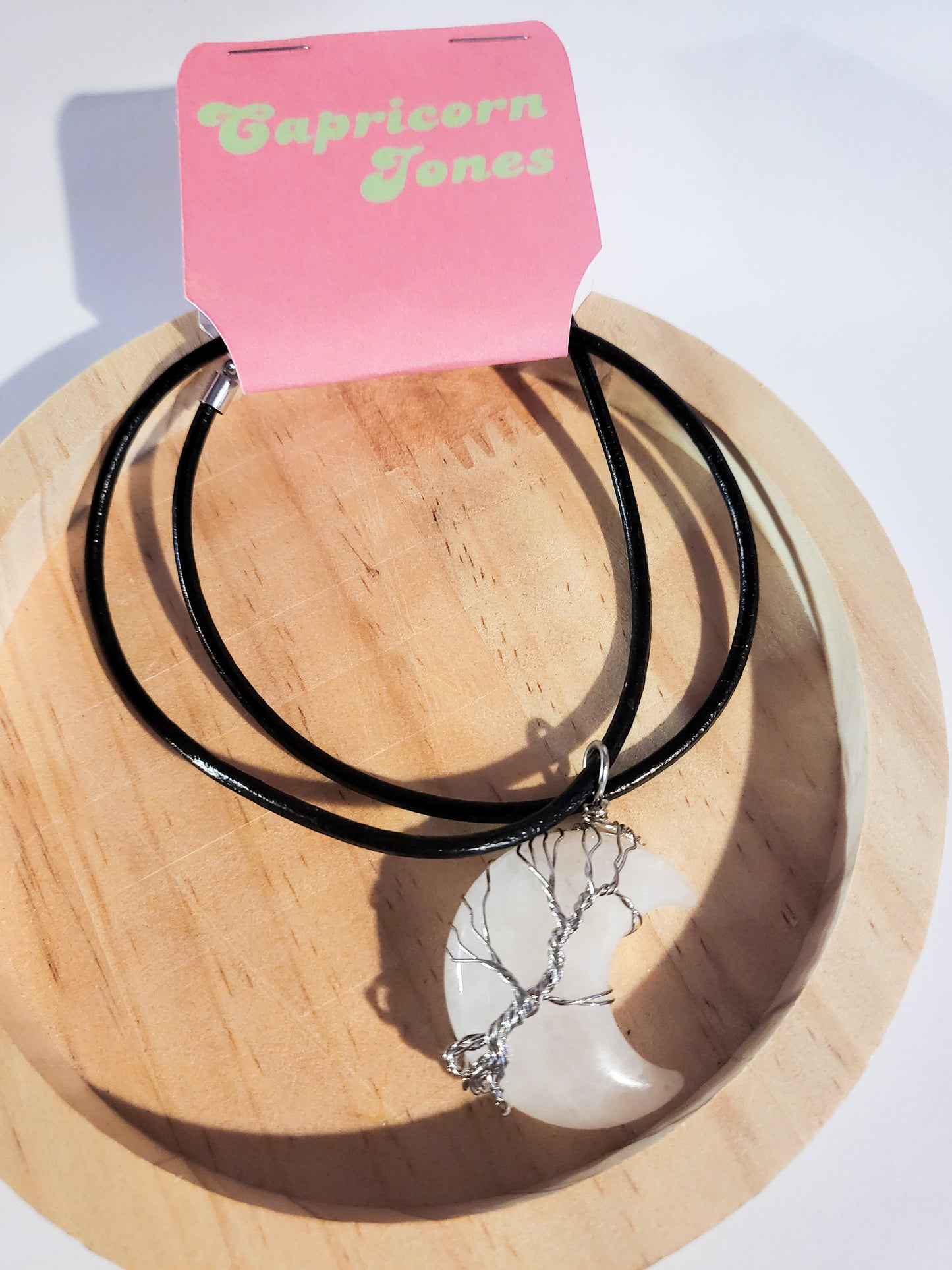 Clear Quartz Moon Pendant Necklace