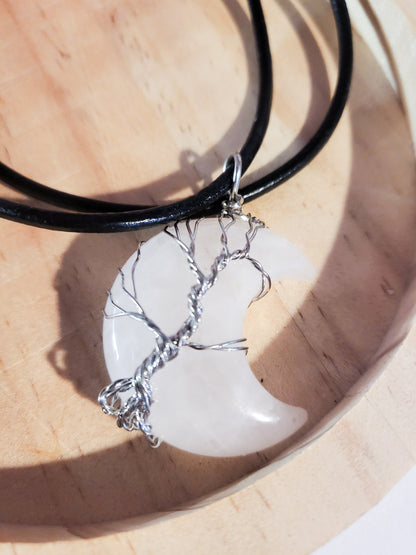 Clear Quartz Moon Pendant Necklace