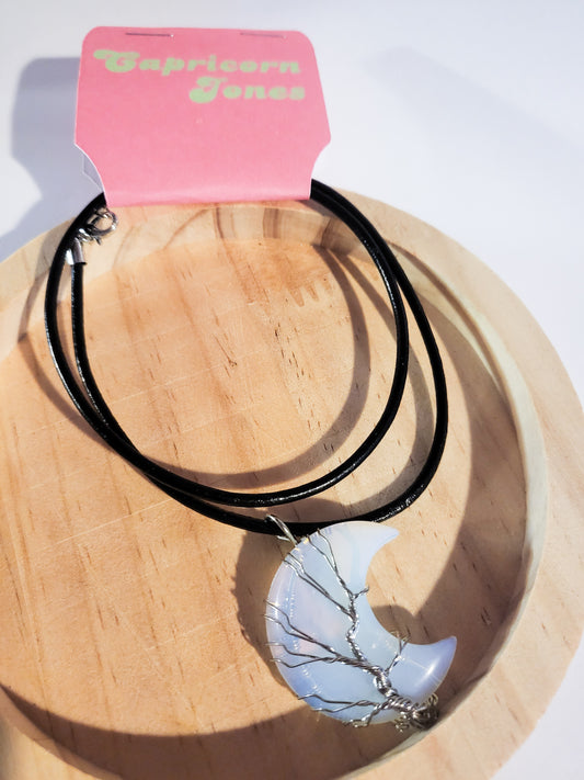 Opalite Moon Pendant Necklace