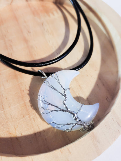 Opalite Moon Pendant Necklace