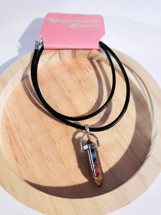 Chakras Tigers Eye Point Pendant Necklace