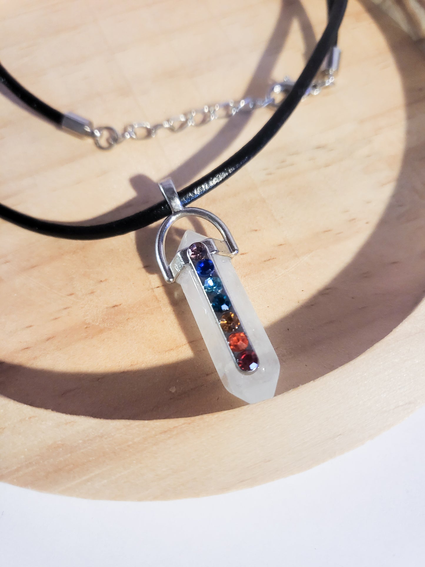 Chakras Clear Quartz Point Pendant Necklace