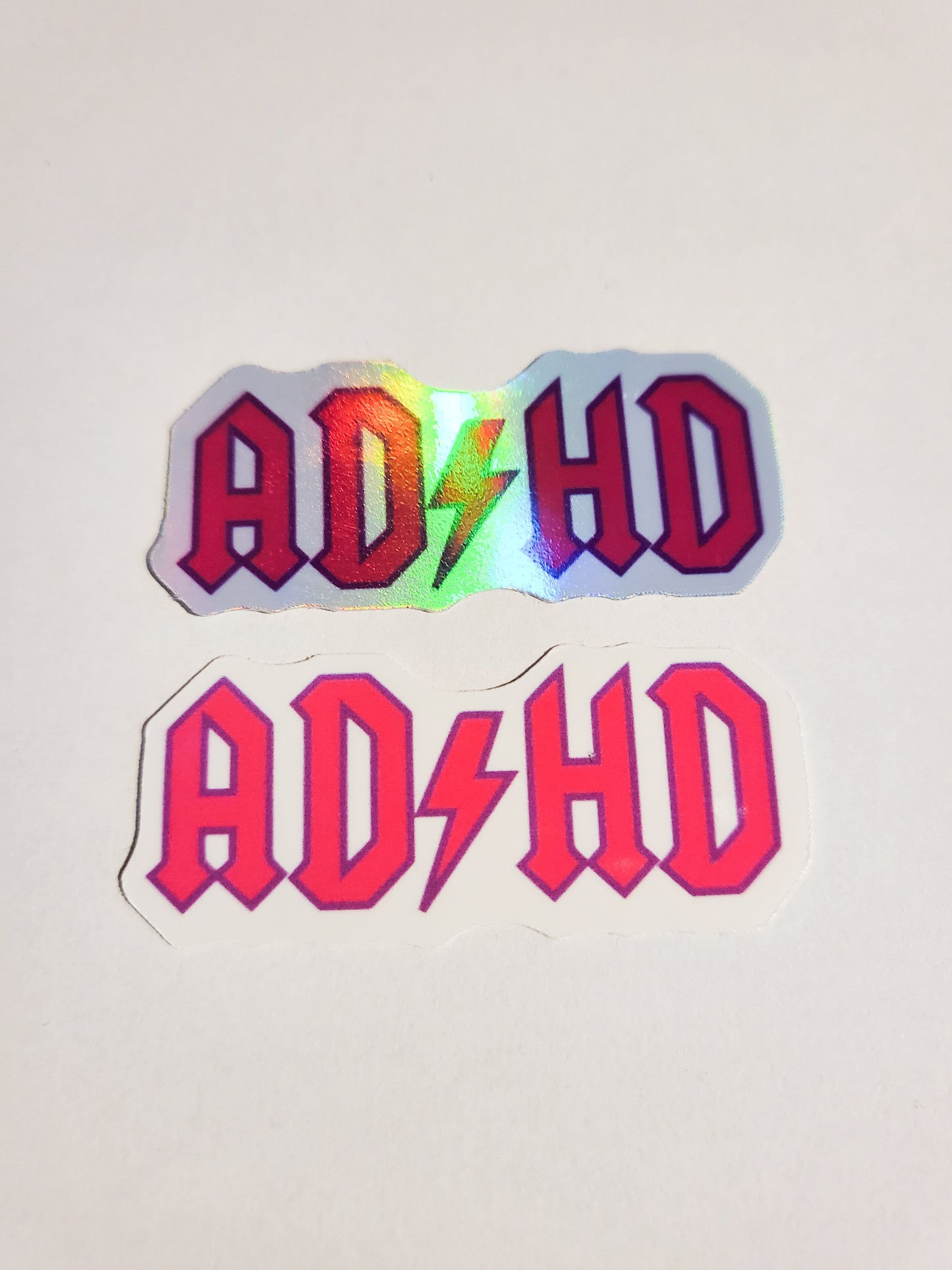 AD/HD Sticker - Glossy or Holographic - 2.2" x 1"