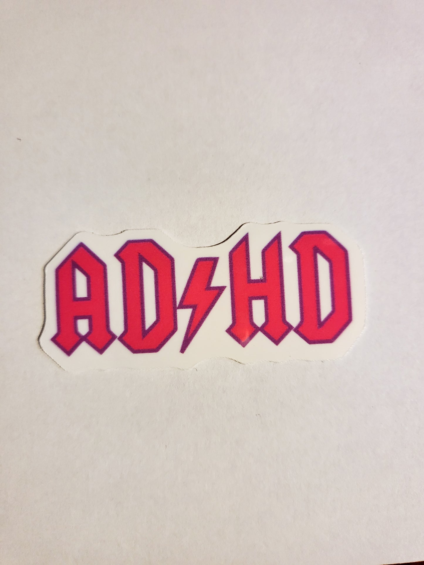 AD/HD Sticker - Glossy or Holographic - 2.2" x 1"