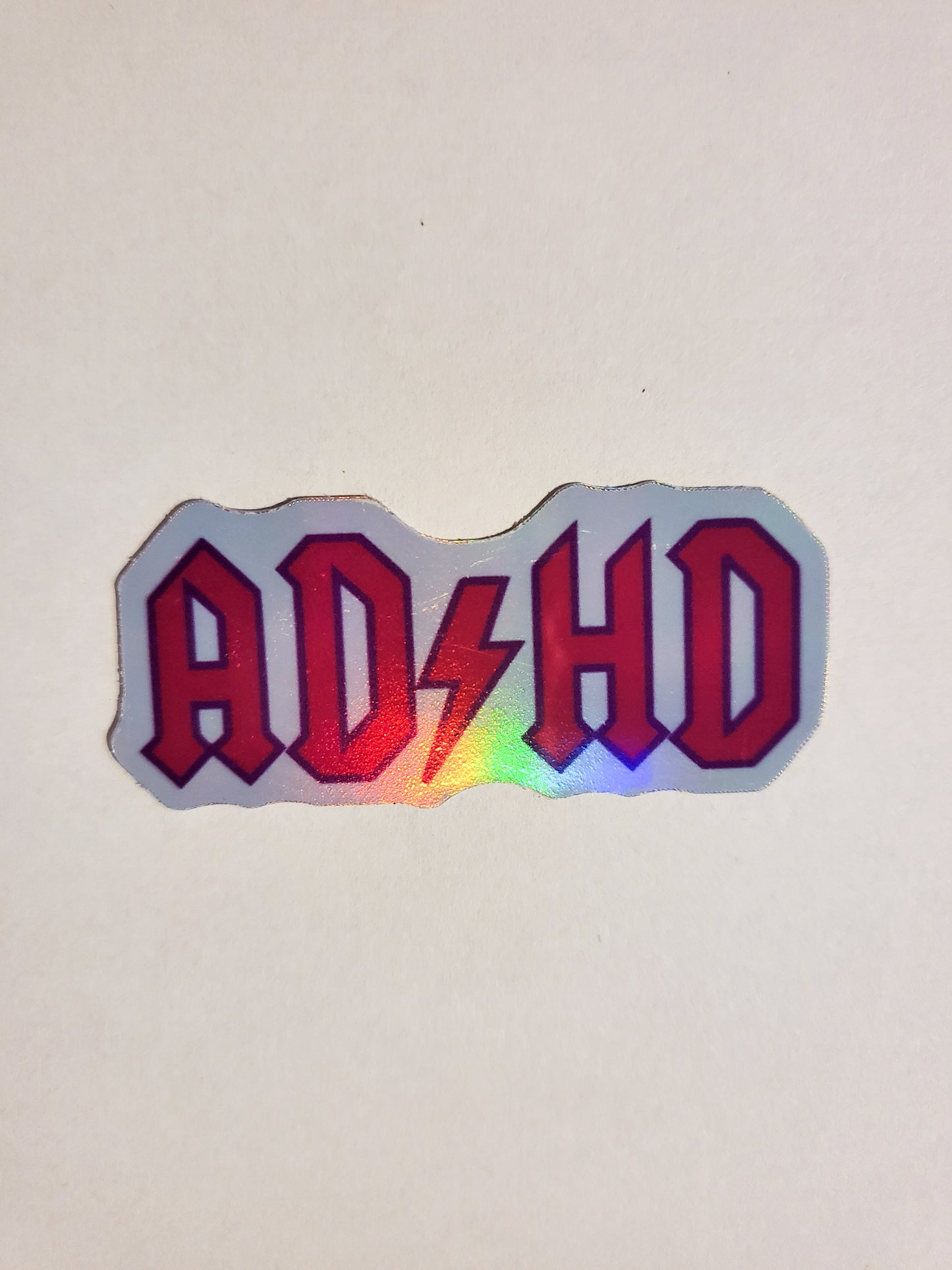 AD/HD Sticker - Glossy or Holographic - 2.2" x 1"