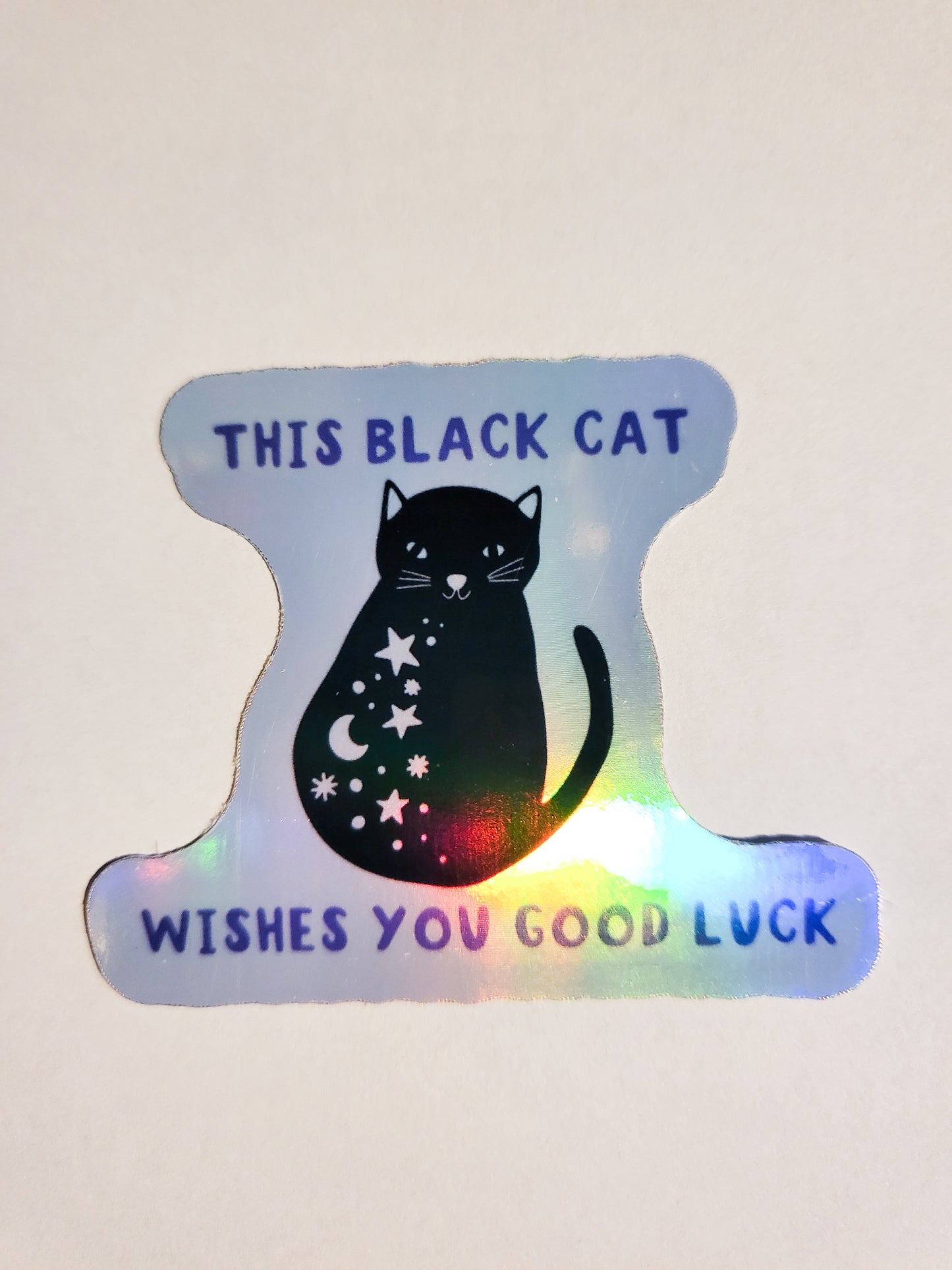 This Black Cat Wishes You Good Luck Sticker - Glossy or Holographic - 2.4" x 1.9"