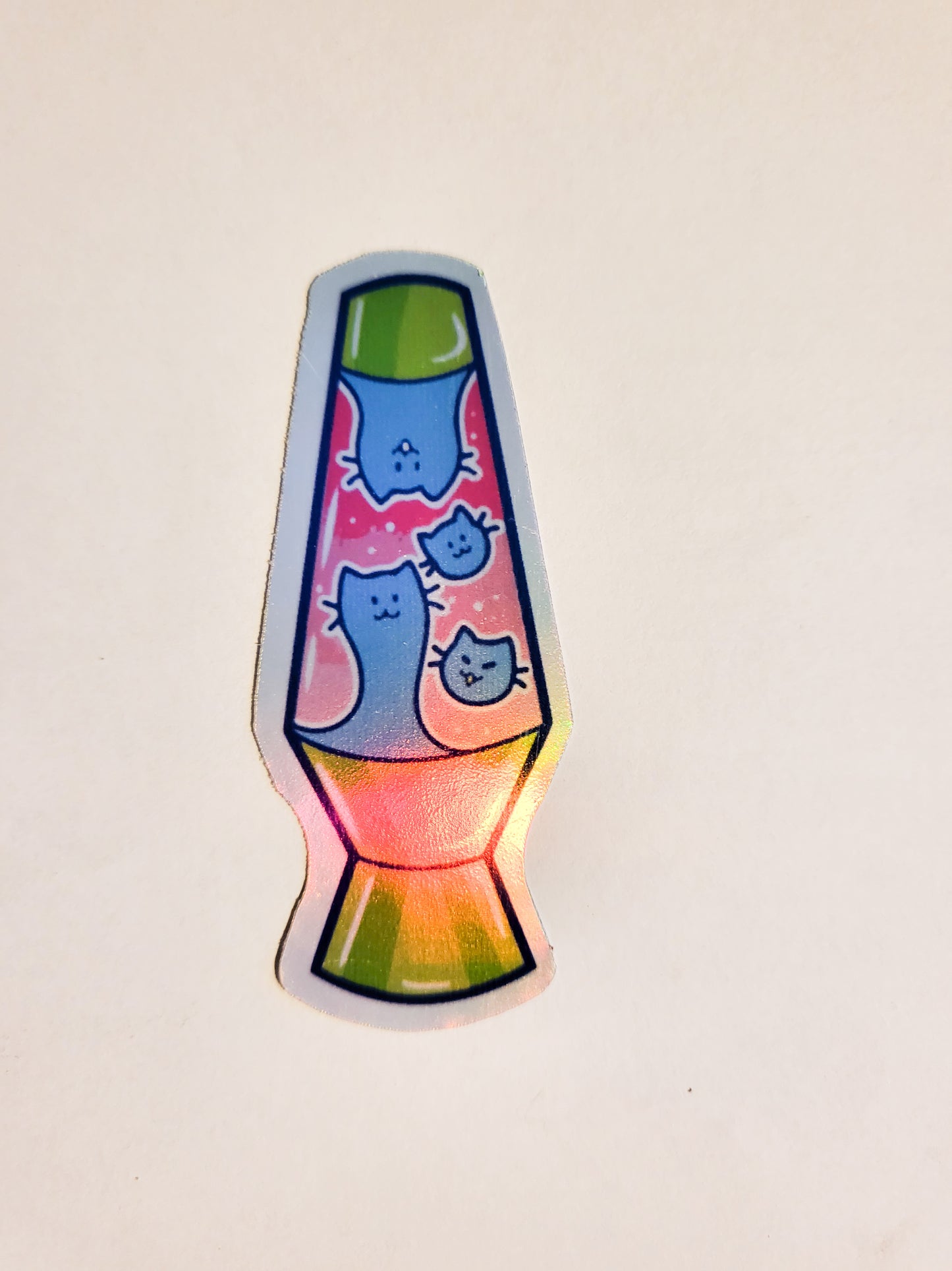 Kitty Cat Lava Lamp Sticker - Glossy or Holographic - 1.1" x 2.7"