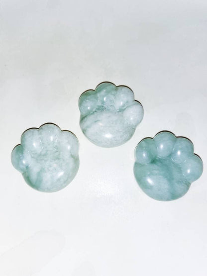 Green Jade Paw Print - Natural healing crystal decor carving witch display Natural crystal specimen paw cat dog pet green crystals