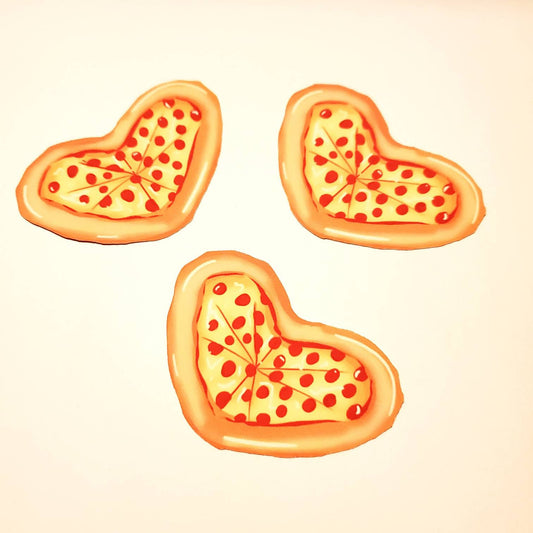 Pizza My Heart / vinyl waterproof sticker cute food doodle decal