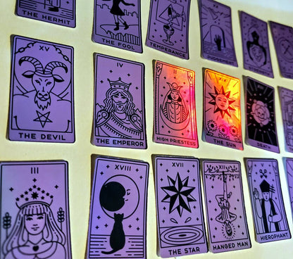 22 Tarot Card Holographic Stickers / sticker pack bundle set Major Arcana psychic reader purple black journal planner