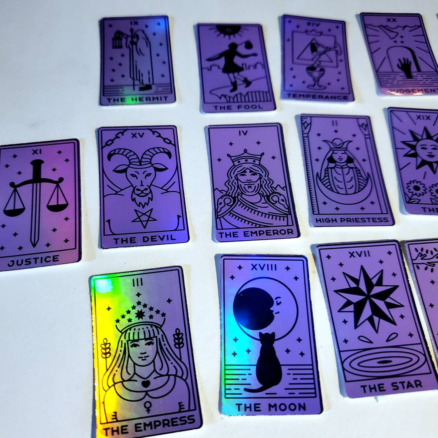 22 Tarot Card Holographic Stickers / sticker pack bundle set Major Arcana psychic reader purple black journal planner