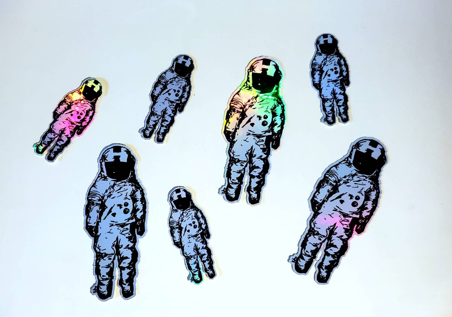 Astronaut Holographic Sticker - vinyl decal waterproof doodle space astronomy