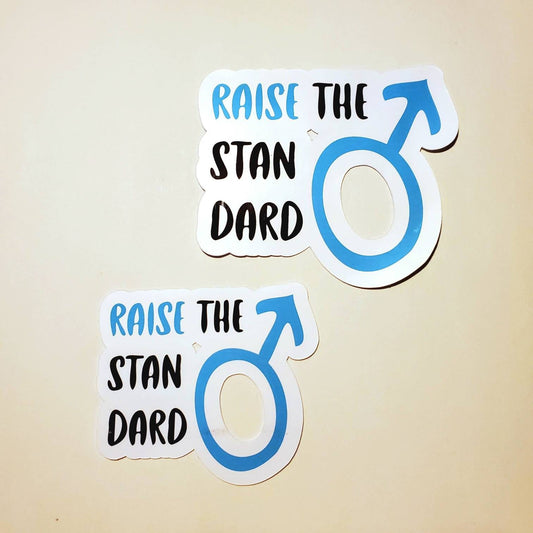 Raise the Standard vinyl sticker decal 3 x 3.5 male symbol blue