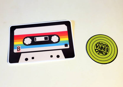 B-Sides Vinyl Sticker Pack / 2 stickers / good vibes music mixtape retro vintage bundle cassette tape record