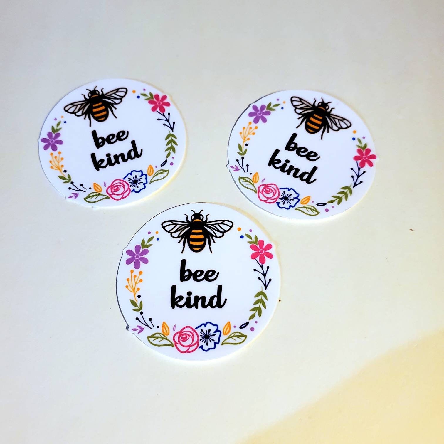 Bee Kind / holographic or glossy / stickers Vinyl Sticker cute floral bumble bee