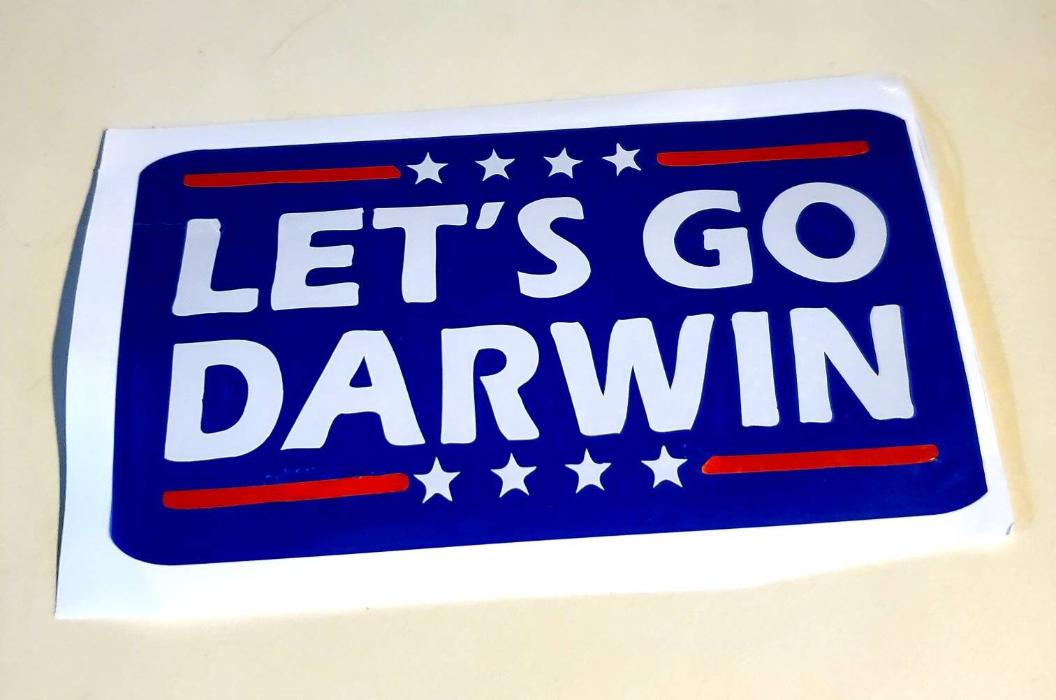 Let's Go Darwin Vinyl Waterproof Decal Sticker 5" x 2.75"