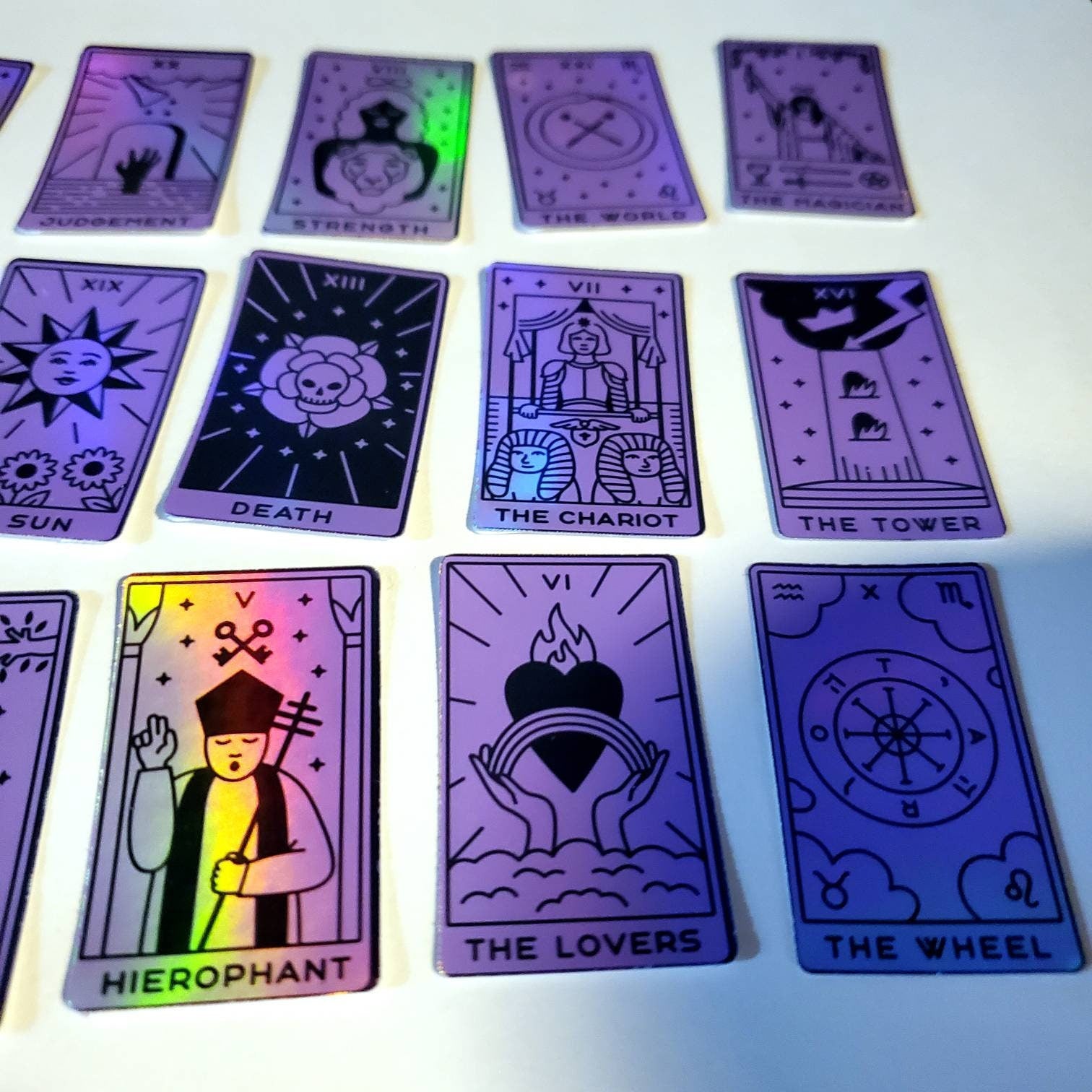 22 Tarot Card Holographic Stickers / sticker pack bundle set Major Arcana psychic reader purple black journal planner