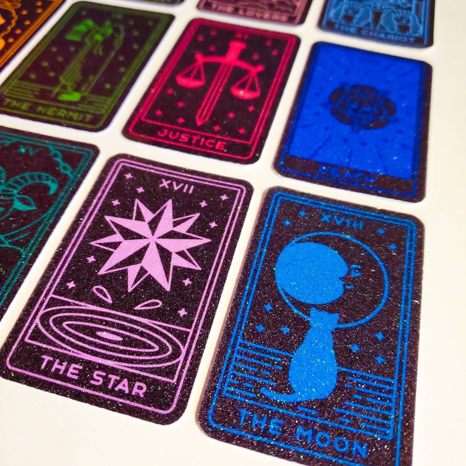 Zodiac Tarot Cards Sticker 12 Pack or Single Stickers / glitter or holographic waterproof / major arcana journal star signs astrology tarot