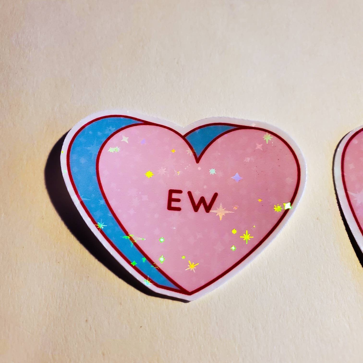 Ew / Go Away Candy Hearts Stickers - Holographic sparkle waterproof sticker - valentine's Sticker Pack duo 2 solo single funny cute