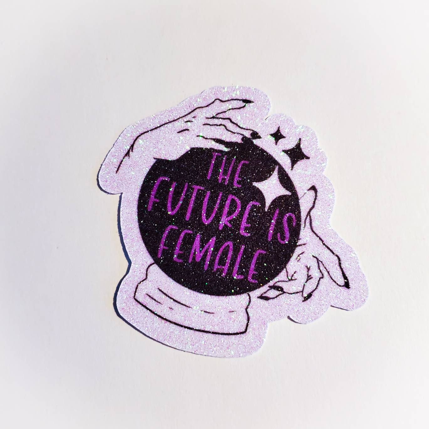 The Future Is Female - glittery waterproof sticker - Zero Fallout Glitter - crystal ball magic witch girl power feminist