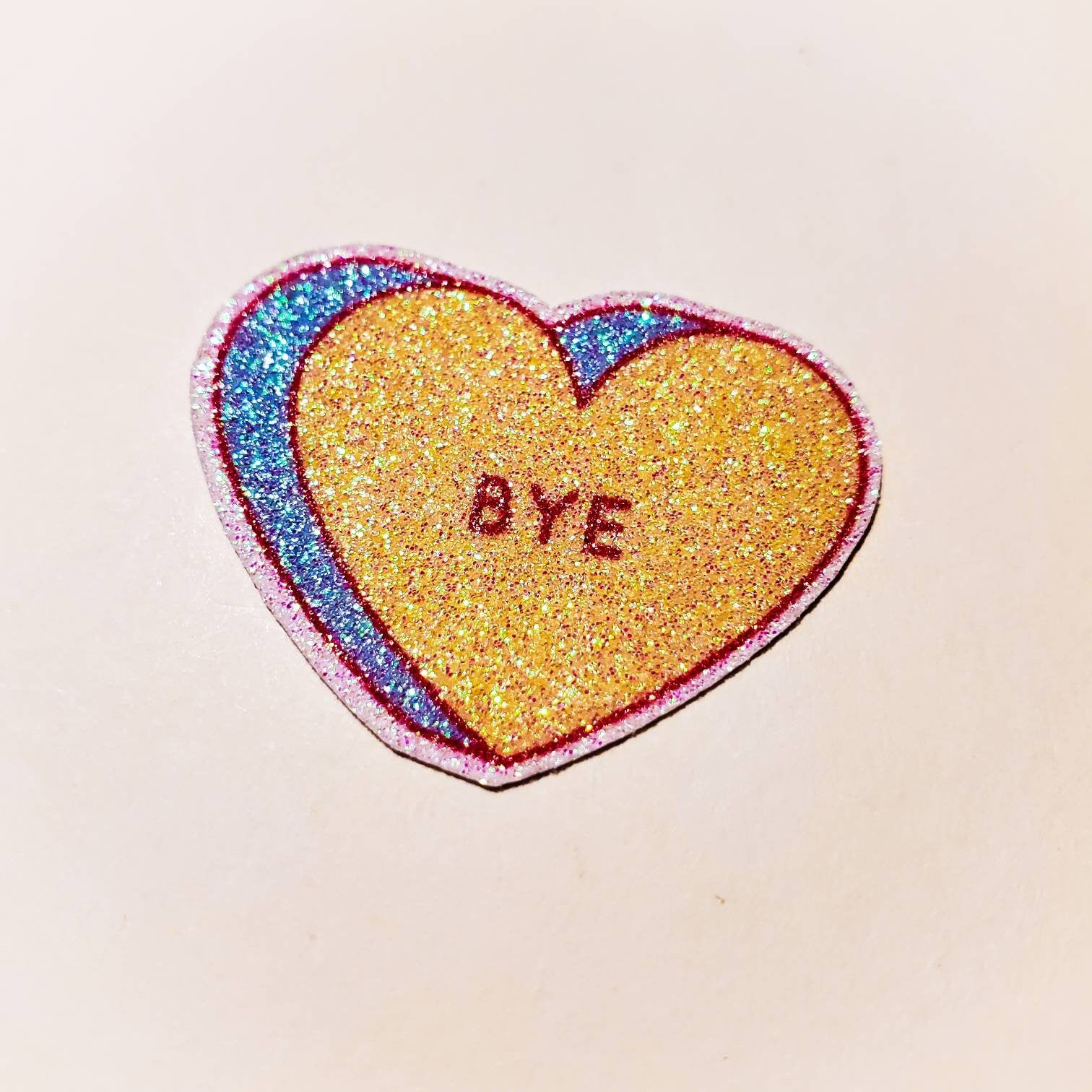 No / Bye Candy Hearts Stickers - glittery waterproof sticker - Zero Fallout Glitter - valentine's Sticker Pack duo 2 solo single