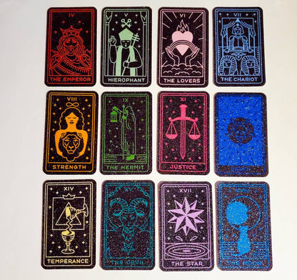 Zodiac Tarot Cards Sticker 12 Pack or Single Stickers / glitter or holographic waterproof / major arcana journal star signs astrology tarot