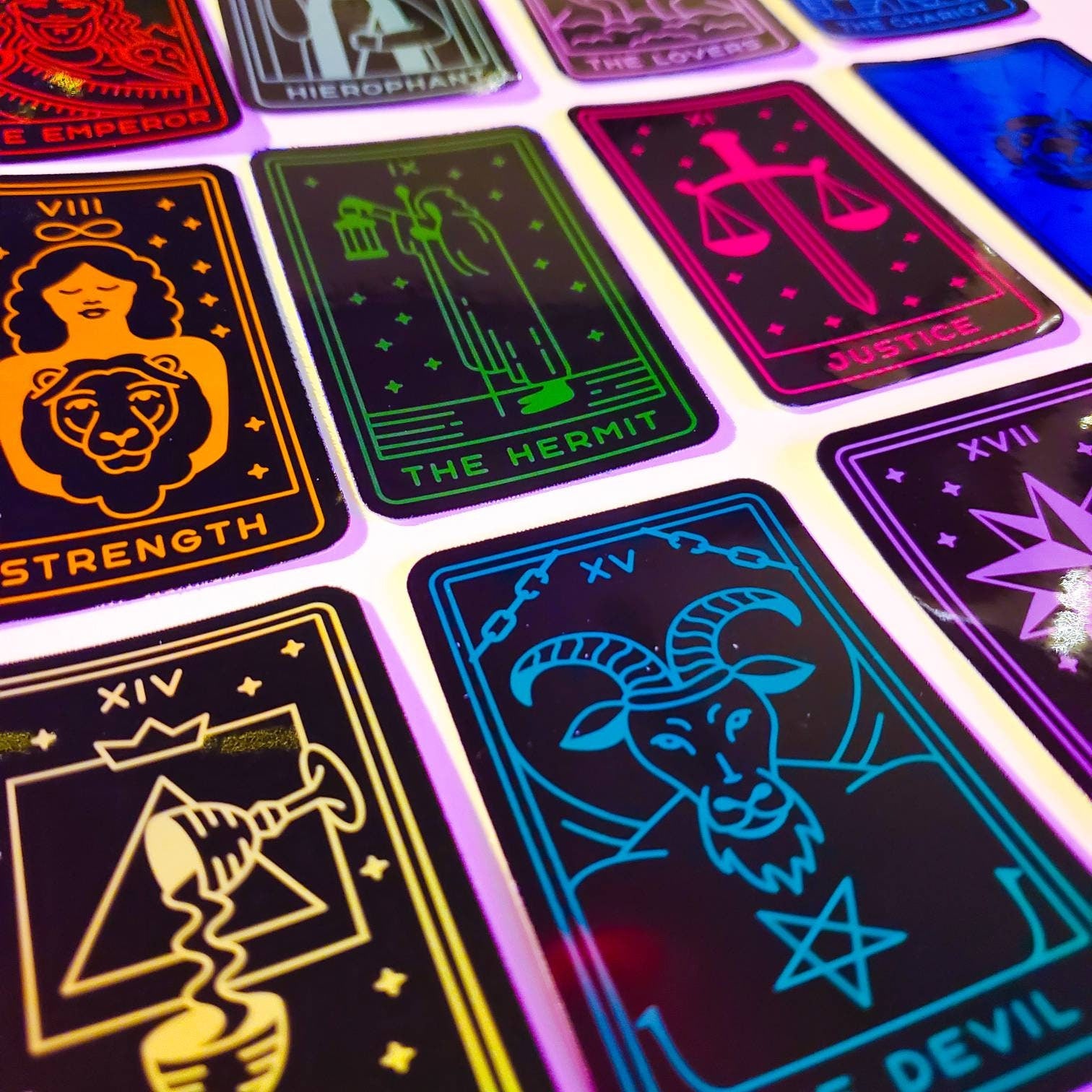 Zodiac Tarot Cards Sticker 12 Pack or Single Stickers / glitter or holographic waterproof / major arcana journal star signs astrology tarot