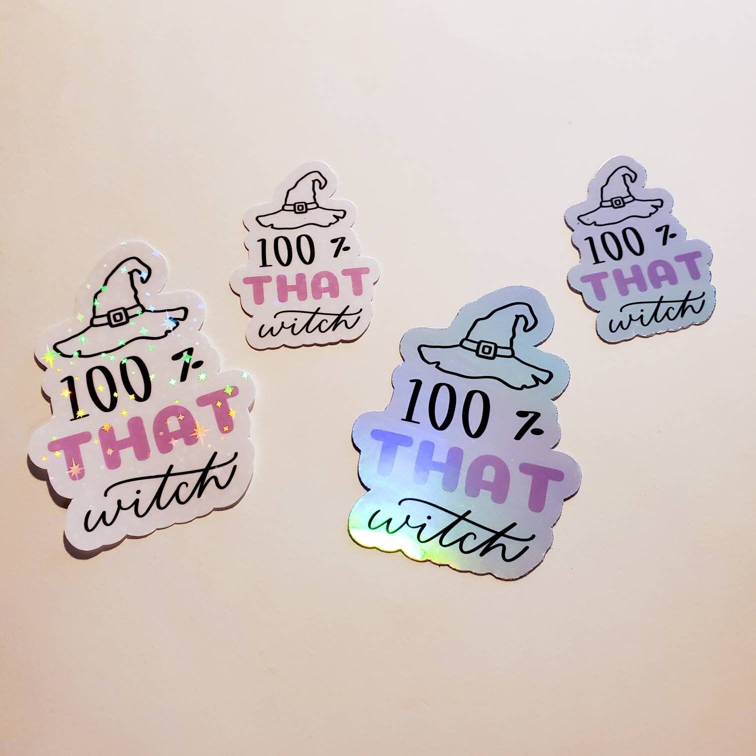 100% That Witch - Holographic or Sparkle Sticker - Small or Large - witchy magic lizzo cute laptop water bottle stickers