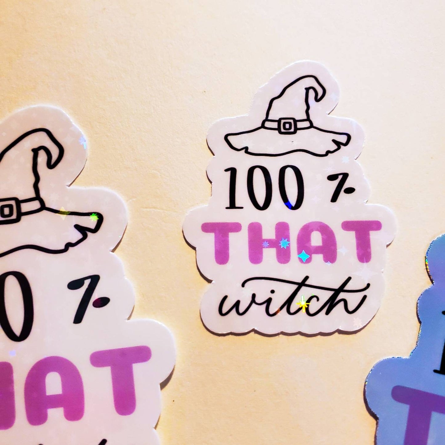 100% That Witch - Holographic or Sparkle Sticker - Small or Large - witchy magic lizzo cute laptop water bottle stickers