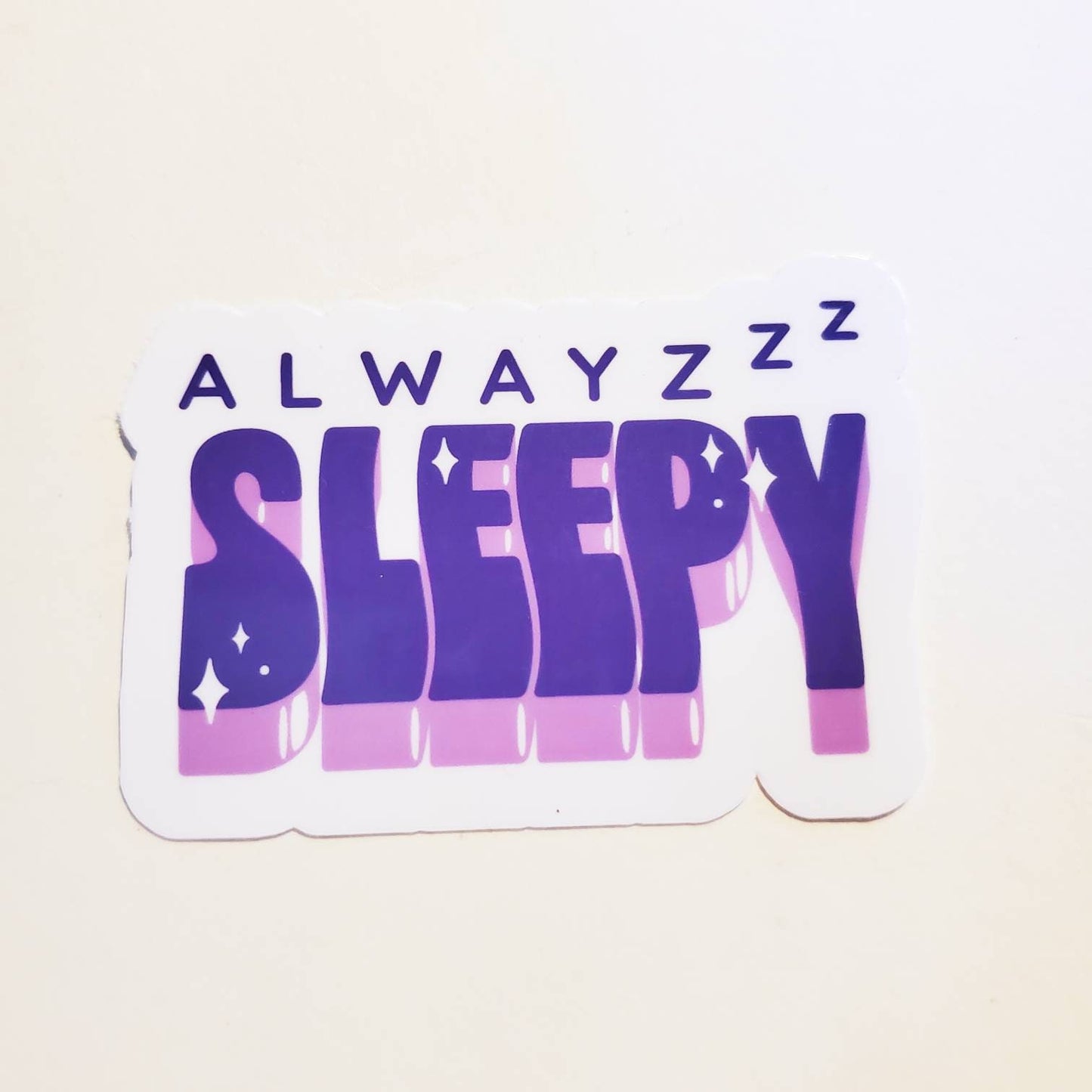 Tired / Always Sleepy Waterproof Stickers Single or 2 Pack - journal planner water bottle laptop skate heart cute lazy sleep