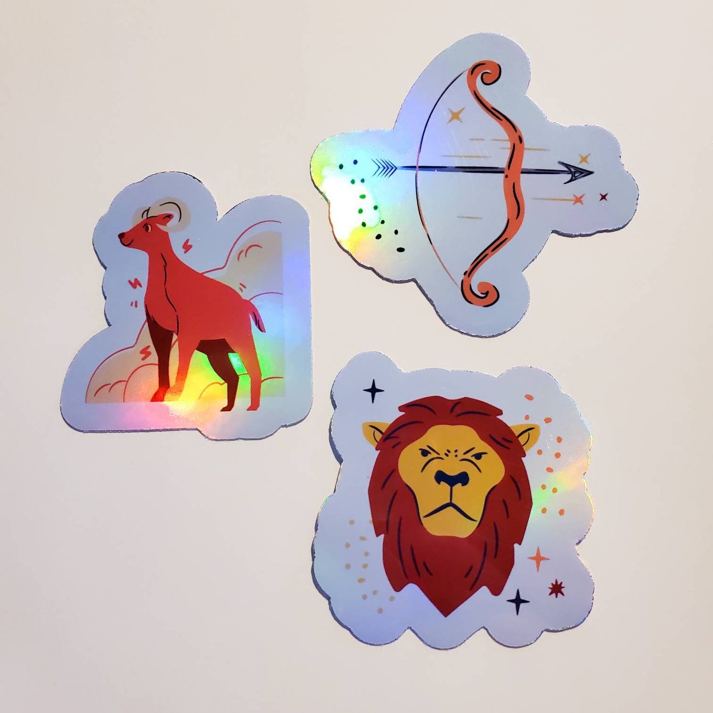 Zodiac Holographic Sticker Set / Pack of 12 / holographic sticker set vinyl astrology symbols star signs moon rising