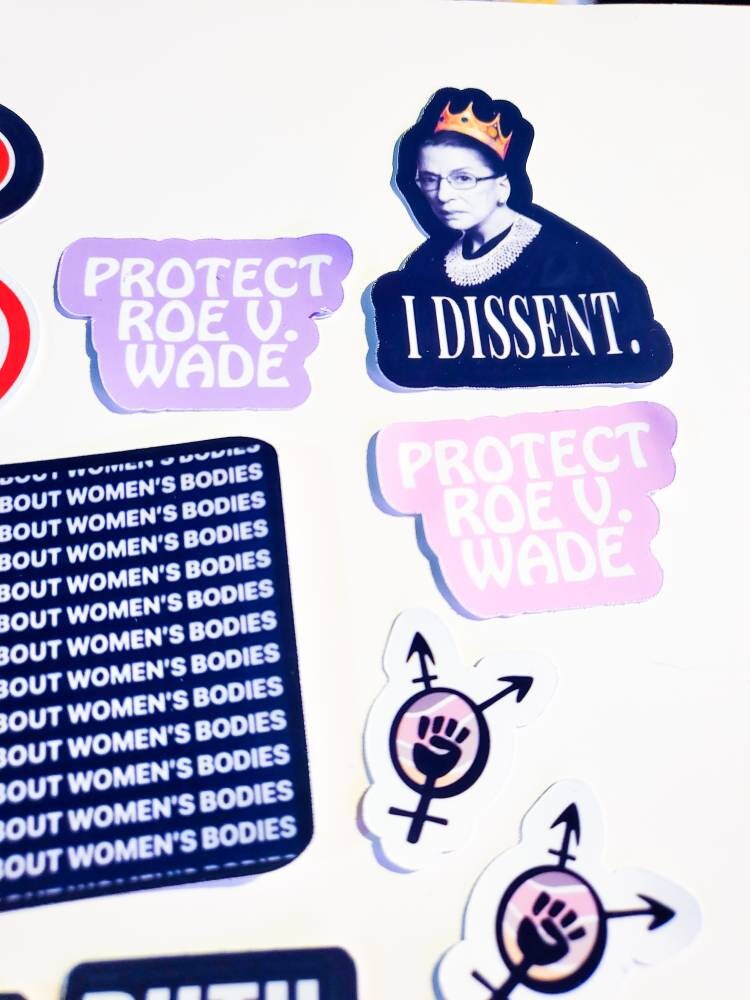 Bans Off Our Bodies Protest Sticker Pack - FAST & FREE Shipping - feminist stickers protect roe v. Wade pro-choice RBG don't tread on me