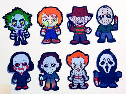 Horror Chibis - Holographic Stickers - water resistant laptop journal planner stickers spooky season movie halloween scary movie jason set