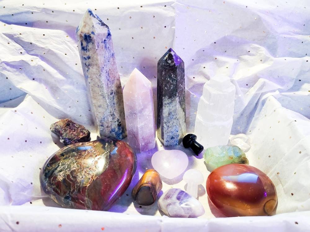 Mystery Crystal Box - towers, mushrooms, heart shapes guaranteed - fast shipping gift natural crystals surprise rocks lucky scoop